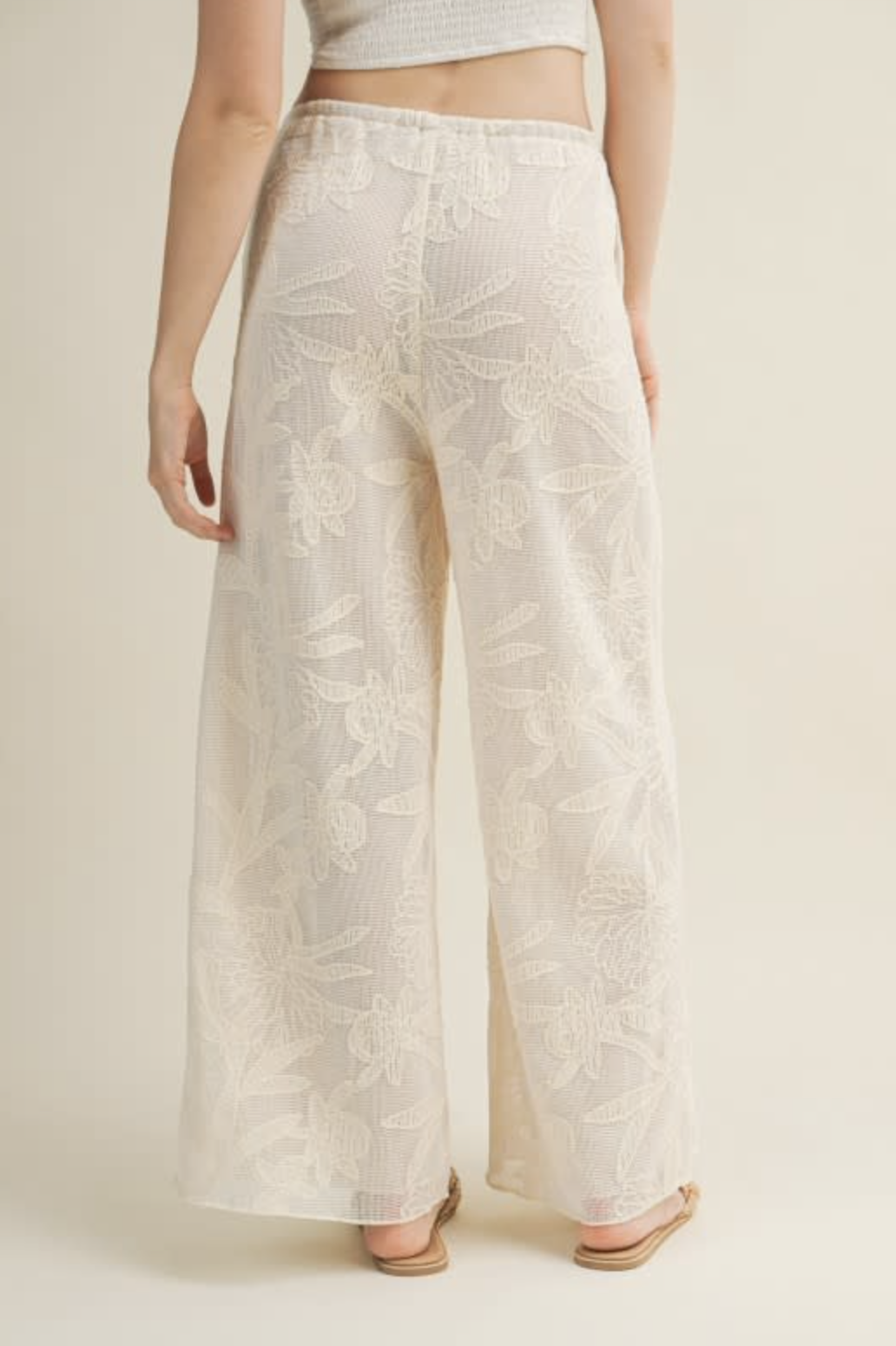 Faux Crochet Wide Leg Pants