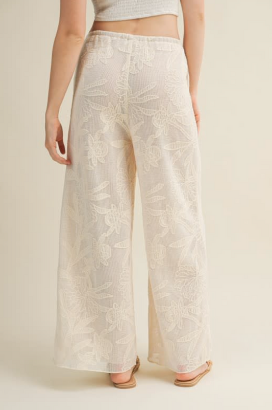 Faux Crochet Wide Leg Pants