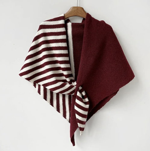 Triangle Stripe Patchwork Shawl Cape