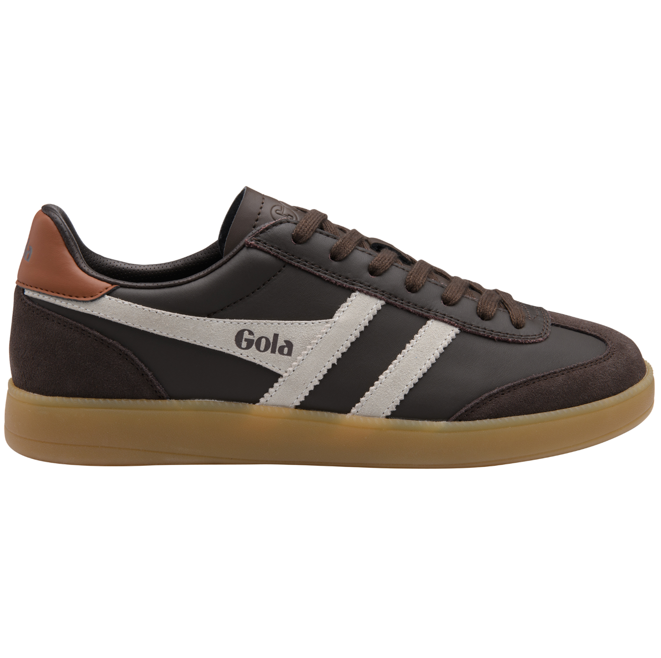 Gola Men’s Viper Leather Sneaker in mocha, off‑white, and umber with retro‑trainer silhouette.