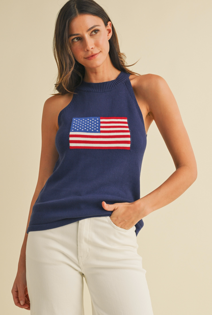 American Flag Sweater Top