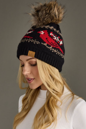 Cardinal Pattern Pom Hat