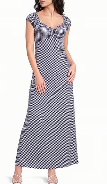 Ruffle Sleeve Gingham Maxi Dress