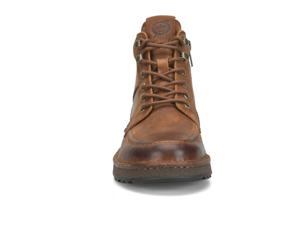 A single Børn Rex brown leather lace-up boot shown from the front on a clean white background.