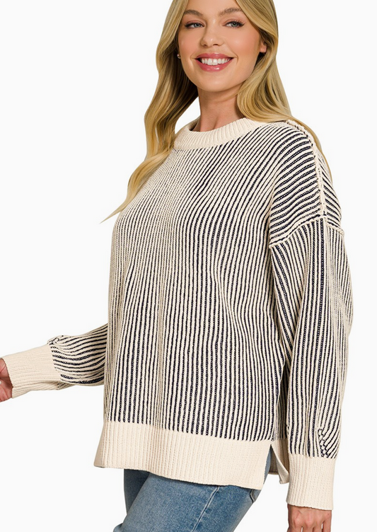 Two Tone Crewneck Sweater