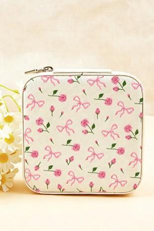 Floral Print Travel Jewelry Case