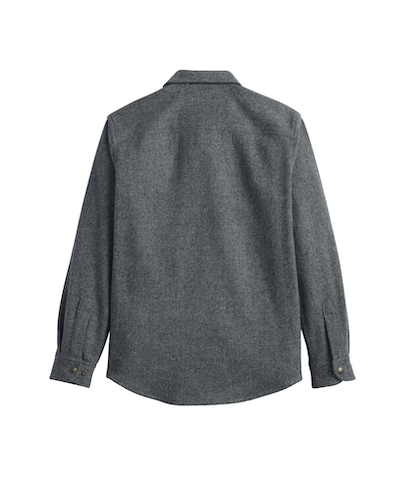 A  Pendleton dark gray textured wool shirt jacket shown from the back, featuring a classic collar, long sleeves, and buttoned cuffs, displayed on a clean white background.