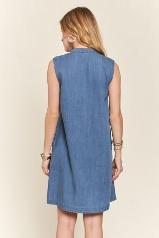 Sleeveless Washed Denim Dress