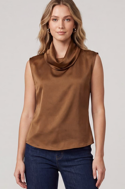 Sleeveless Woven Satin Top