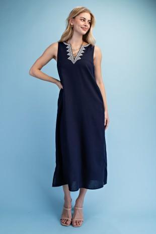 Linen Sleeveless Midi Dress