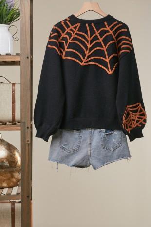 Halloween Spider Web Sweater