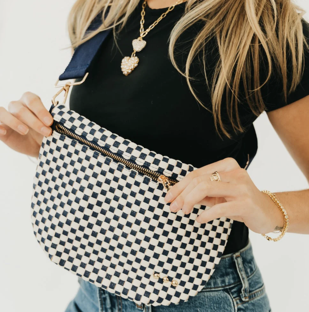 Checkered Woven Westlyn Bag