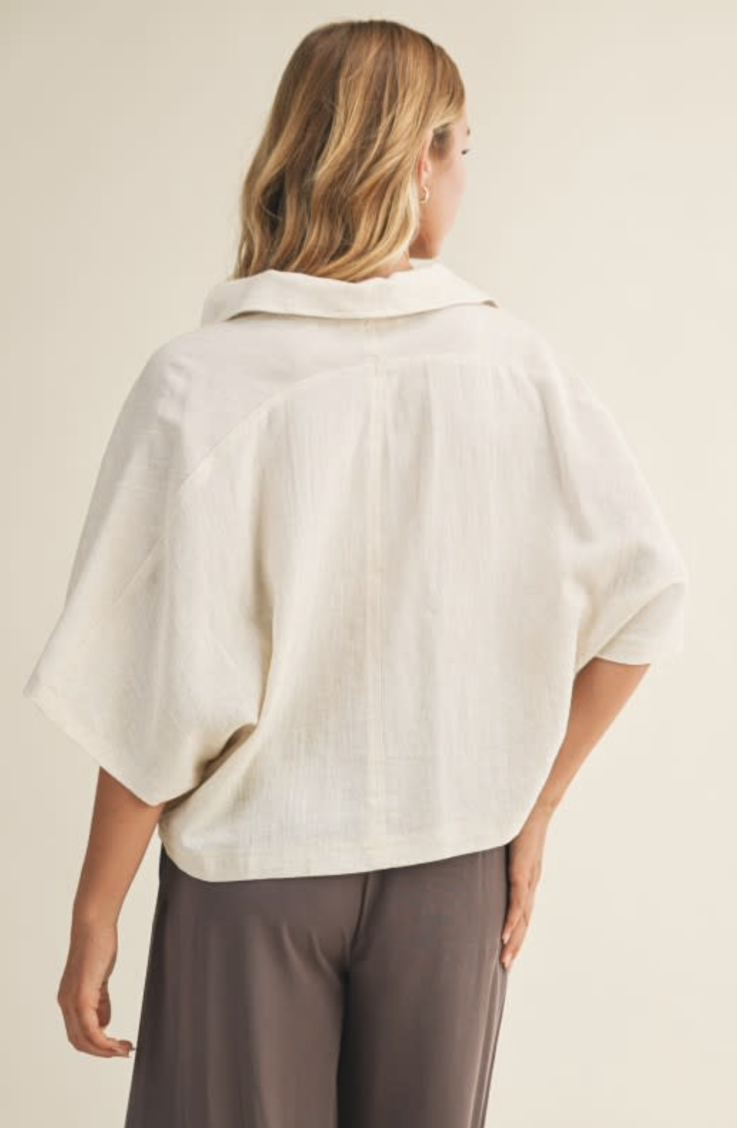 Oversized Popover Open Collared Shirt