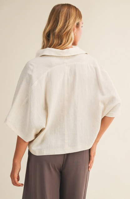 Oversized Popover Open Collared Shirt