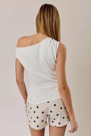 Asymmetrical Neck Sleeeveless Knit Top