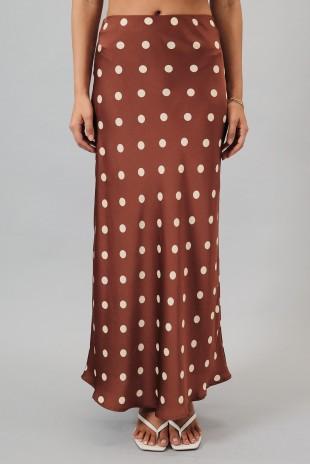 Satin Polka Dot Midi Skirt