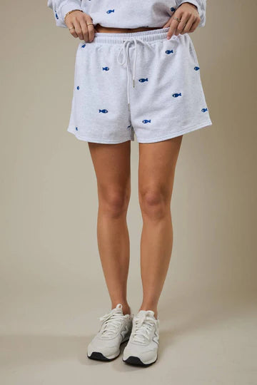High Rise Fish Embroidered Sweatshorts