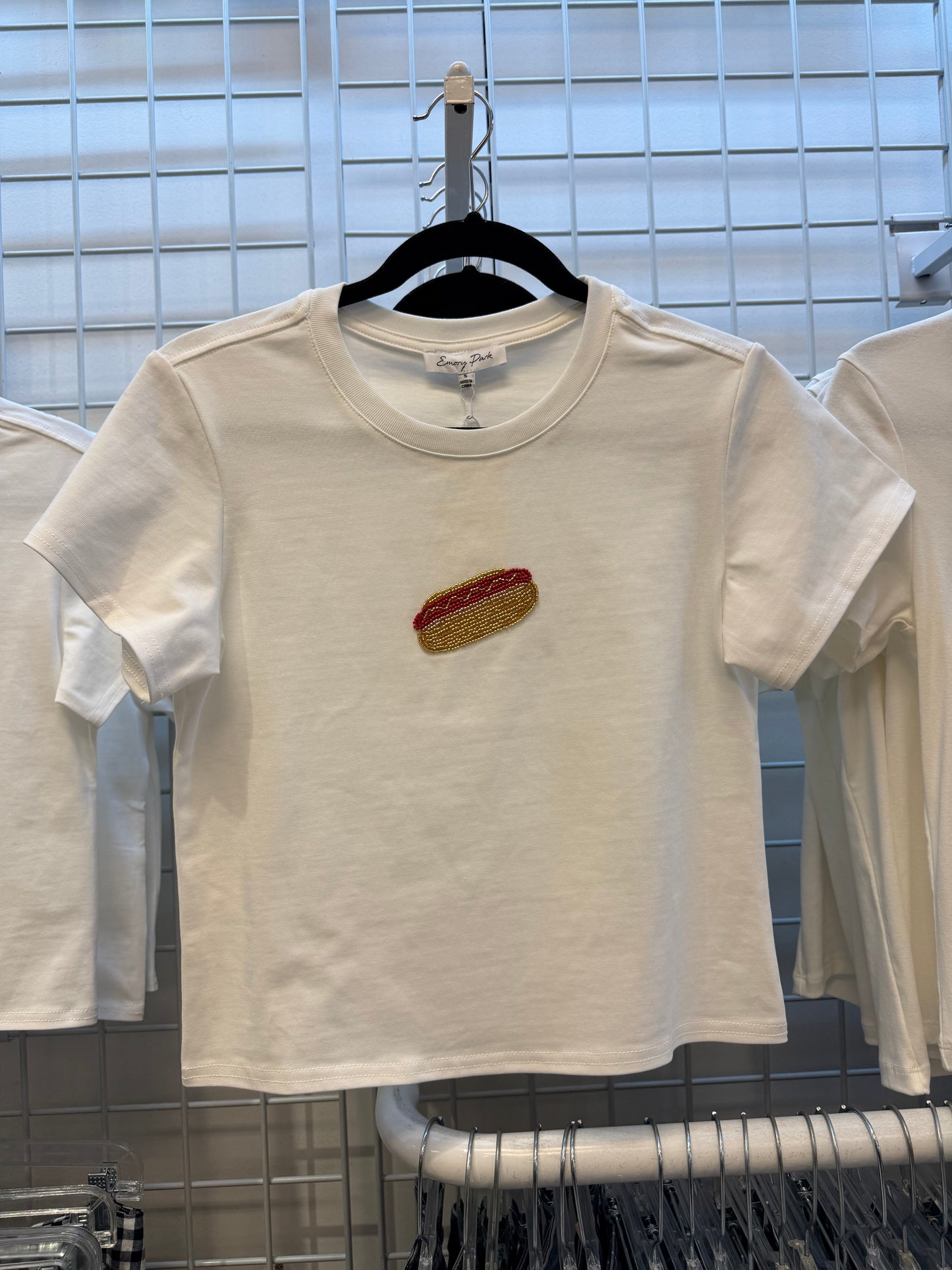 Baby Tee with Beaded Hotdog