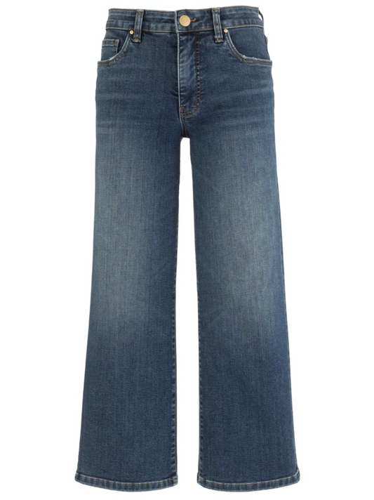 Kut Charlotte High Rise Wide Leg Jean in dark Consul wash with a clean wide‑leg silhouette.