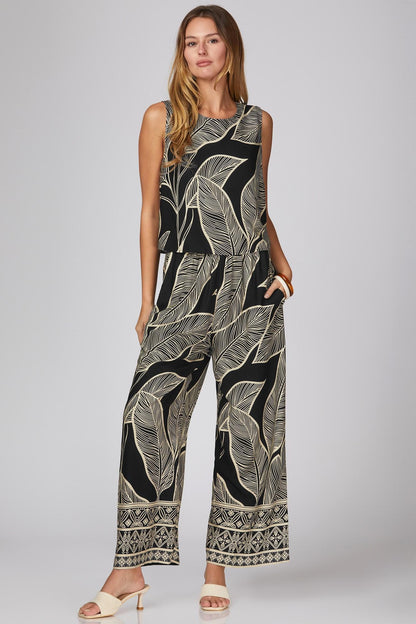 Woven Print Top and Pants Set
