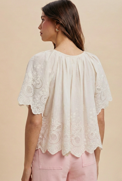 Floral Eyelet Blouse