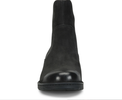 A Born Mercado black leather Chelsea-style ankle boot shown from a front-facing perspective on a solid white background.