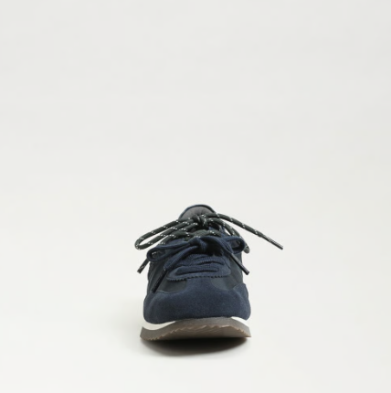 Sam Edelman Evara Lace‑Up Sneaker in navy blue with clean modern silhouette and cushioned footbed.