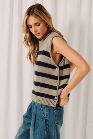 Boxy Striped Sweater Vest