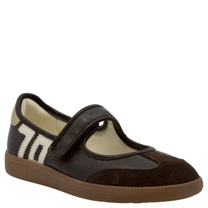 Back 70 Aya Sneaker in Coffee Milk with knit upper, lightweight cushioned sole, and modern minimalist design.