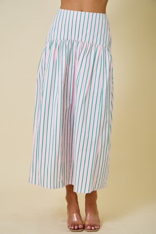 Day + Moon Stripe Flared Maxi Skirt