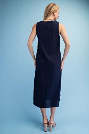 Linen Sleeveless Midi Dress
