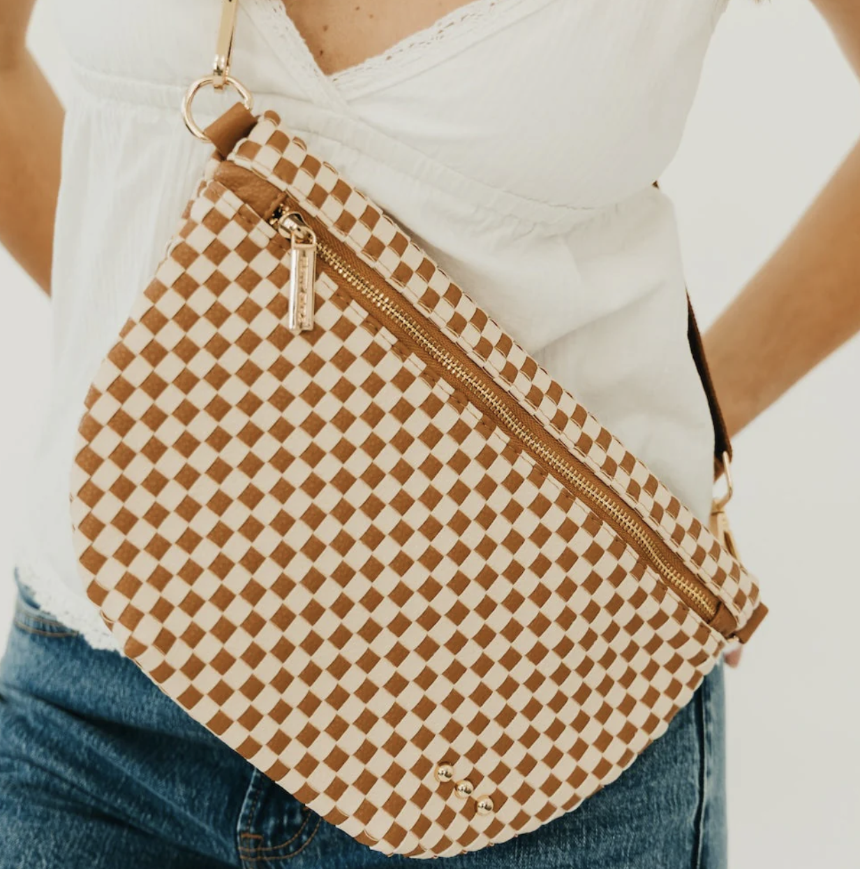 Checkered Woven Westlyn Bag