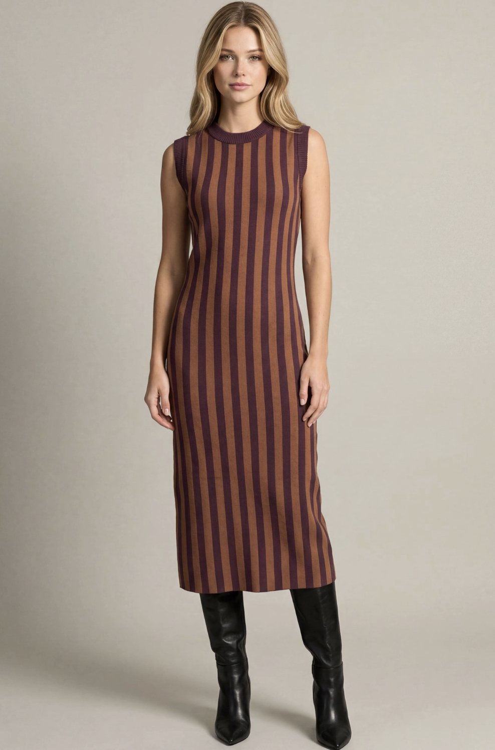 Striped Sweater Midi Dress