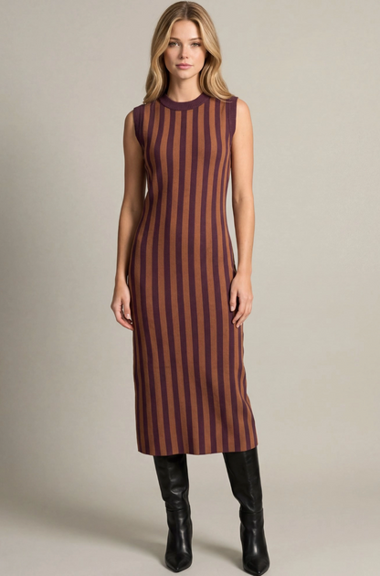Striped Sweater Midi Dress