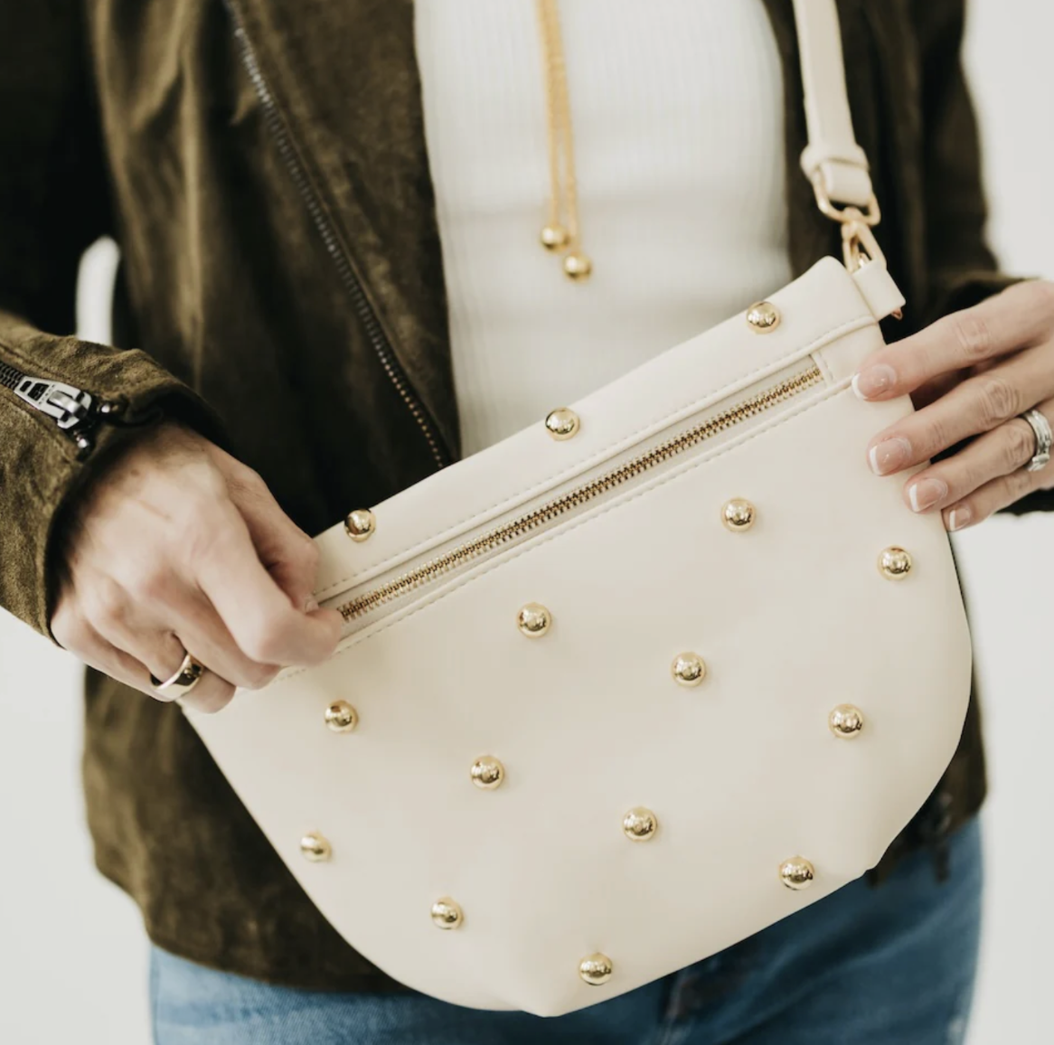 Chic Gold Studded Westlyn Bum Bag
