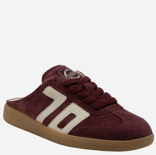 Back 70 Easter W26 Backless Sneaker in Wine Butter with knit upper, cushioned sole, and modern slip‑on silhouette.