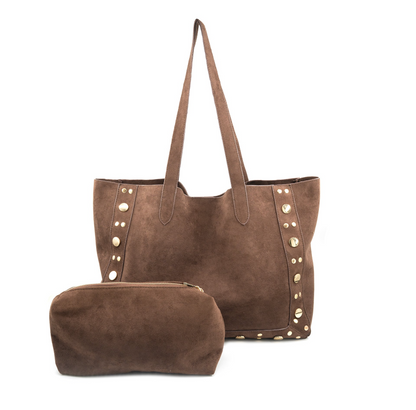 Suede Tote with Studs