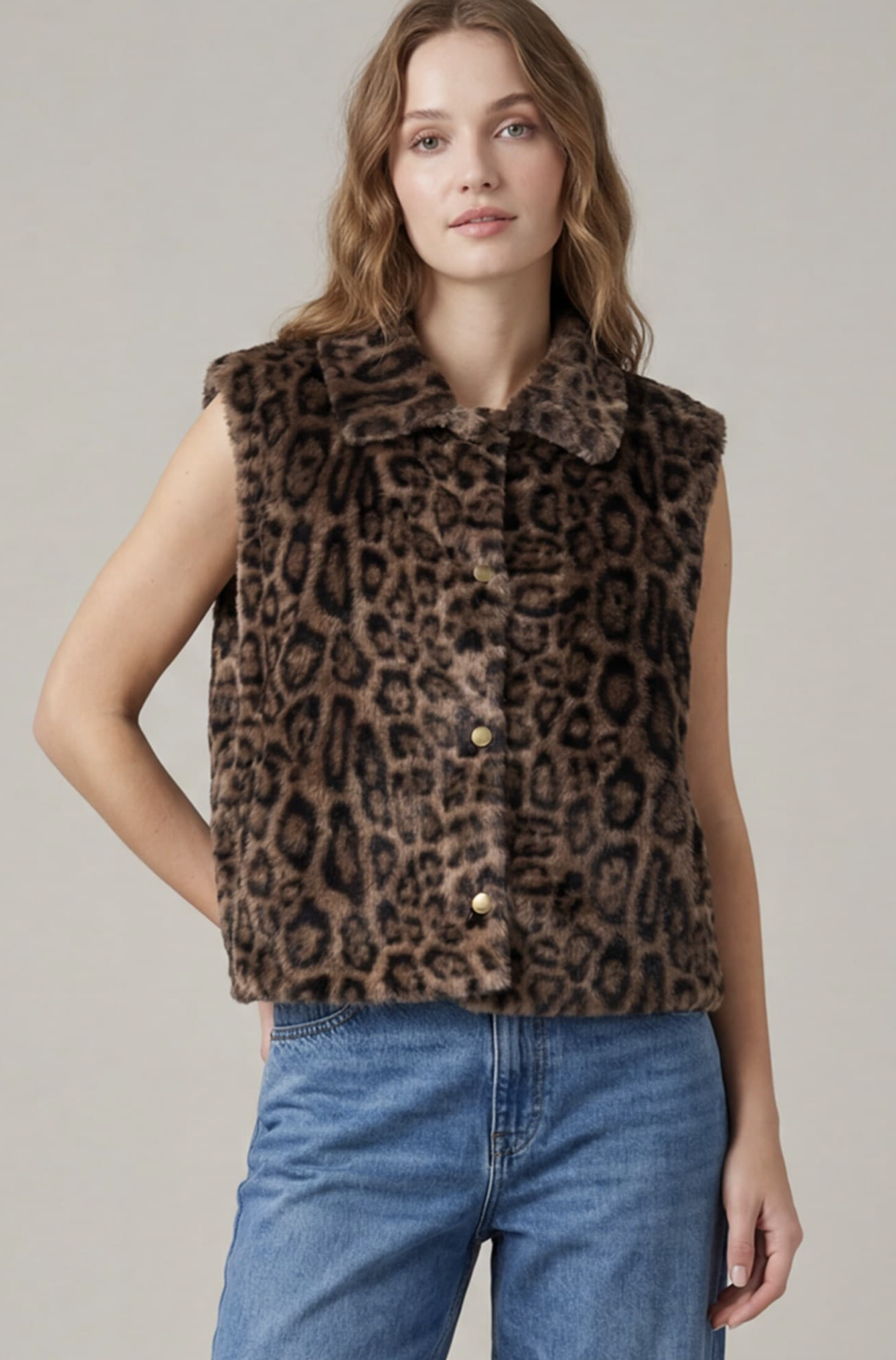 Faux Fur Leopard Print Vest