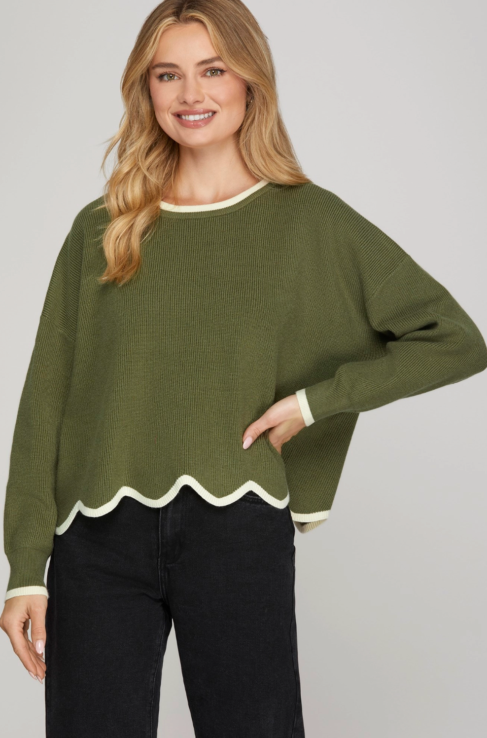Scallop Hem Sweater