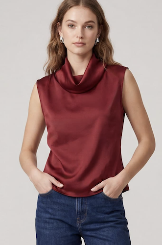 Sleeveless Woven Satin Top