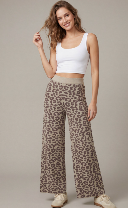 Leopard Print Sweater Pants