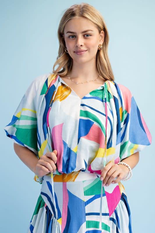 Bright Abstract Short Sleeve Top