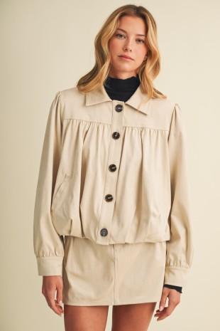 Gathered Suede Jacket