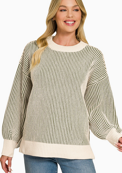 Two Tone Crewneck Sweater