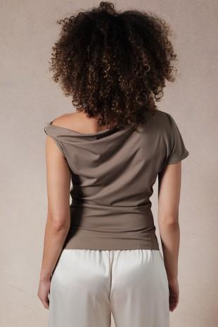 Asymemetric Neck Nylon Top