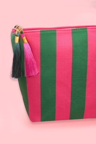Striped Tassel Makeup Pouch