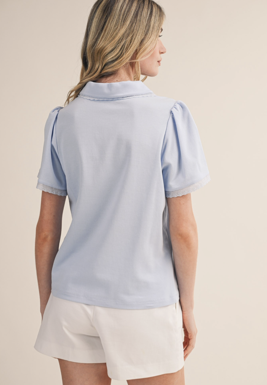 Lace Trim Polo Shirt