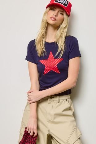 Polka Dot Star Patch Baby Tee