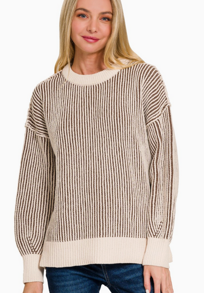 Two Tone Crewneck Sweater
