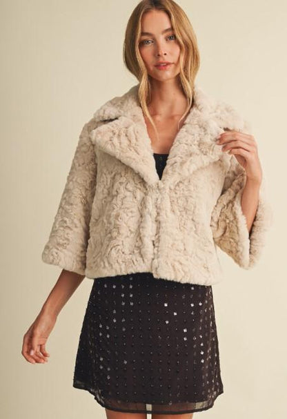 Rosette Faux Fur Jacket